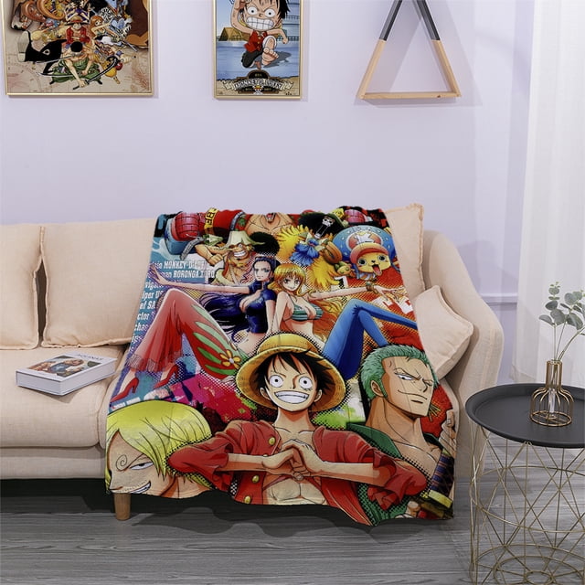 ben-One Piece Luffy Flannel Blanket, Super Soft Blanket, 3D Printing, Wool Blanket, Suitable For Sofa Living Room