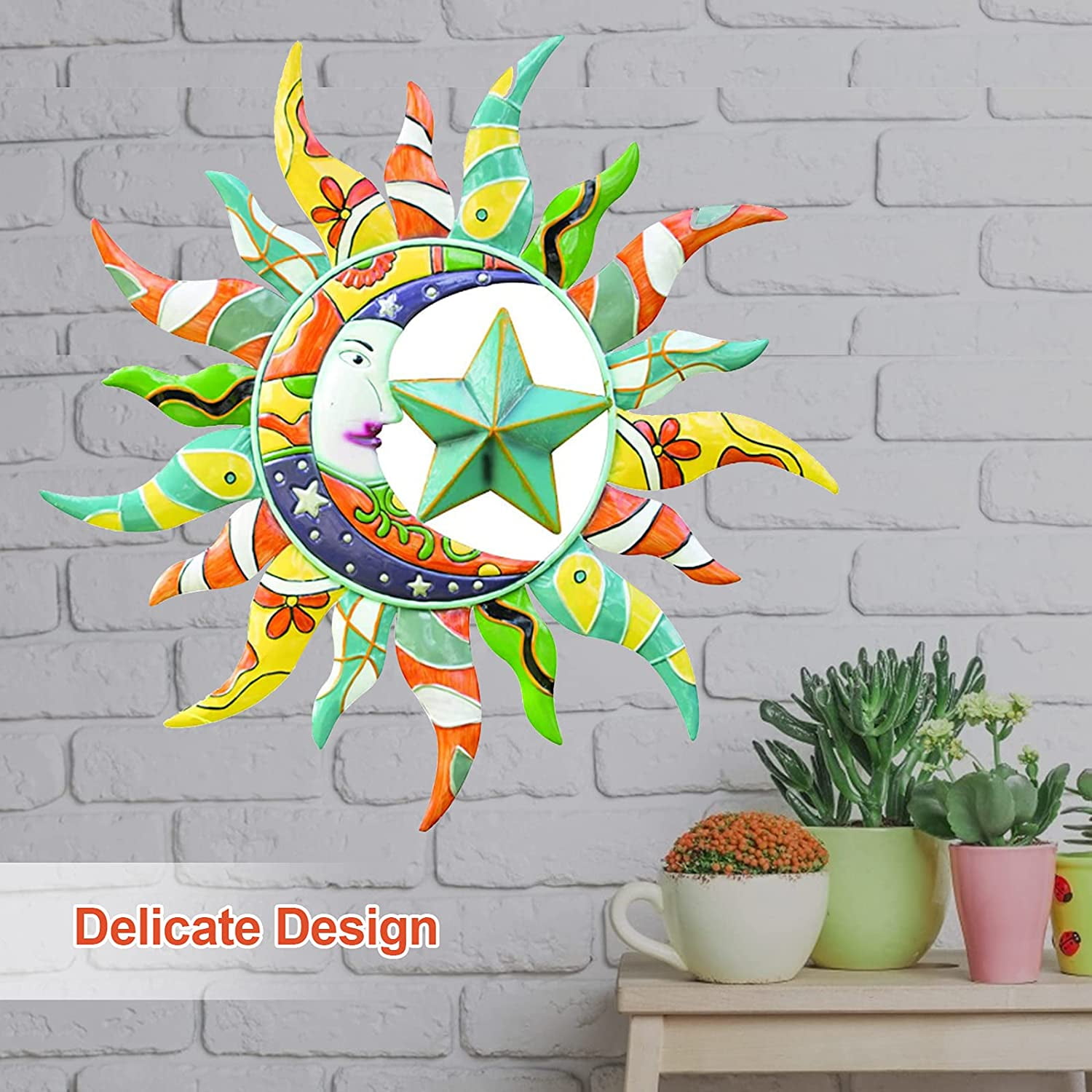 Sun Moon Metal Wall Art Decor Outdoor Indoor Ornament Hanging Garden Sculpture 