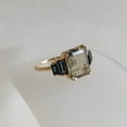 thumbnail image 4 of Natural Green Amethyst & London Blue Topaz Ring, 14K Solid Yellow Gold Ring, February December Birthstone, Christmas Gift, Statement Ring, 4 of 10
