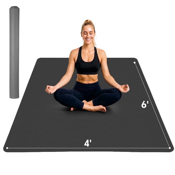 Extra Large Yoga Mat 72"x48" (6'x4') - 1/4" Thick Non-Slip TPE Exercise Mat - Extra Wide Large Workout Mat for Home Gym Flooring, Pilates, Yoga, Fitness - Durable & Eco-Friendly