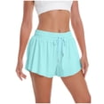 thumbnail image 5 of ClodeEU Women's 2-in-1 Flowy Athletic Shorts,High Waist Quick Dry Running Shorts with Built-in Liner Sky Blue,Women's Plus XS, 5 of 5