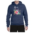 thumbnail image 2 of Cute Hearts and Flowers Blessed Inspirational/Christian Unisex Graphic Hoodie Sweatshirt, Vintage Heather Navy, X-Large, 2 of 3