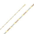 thumbnail image 1 of Solid 14k White Yellow and Rose Three Color Gold 3.2MM Figaro Chain Necklace - 22 Inches, 1 of 2