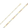 Solid 14k White Yellow and Rose Three Color Gold 3.2MM Figaro Chain Necklace - 18 Inches