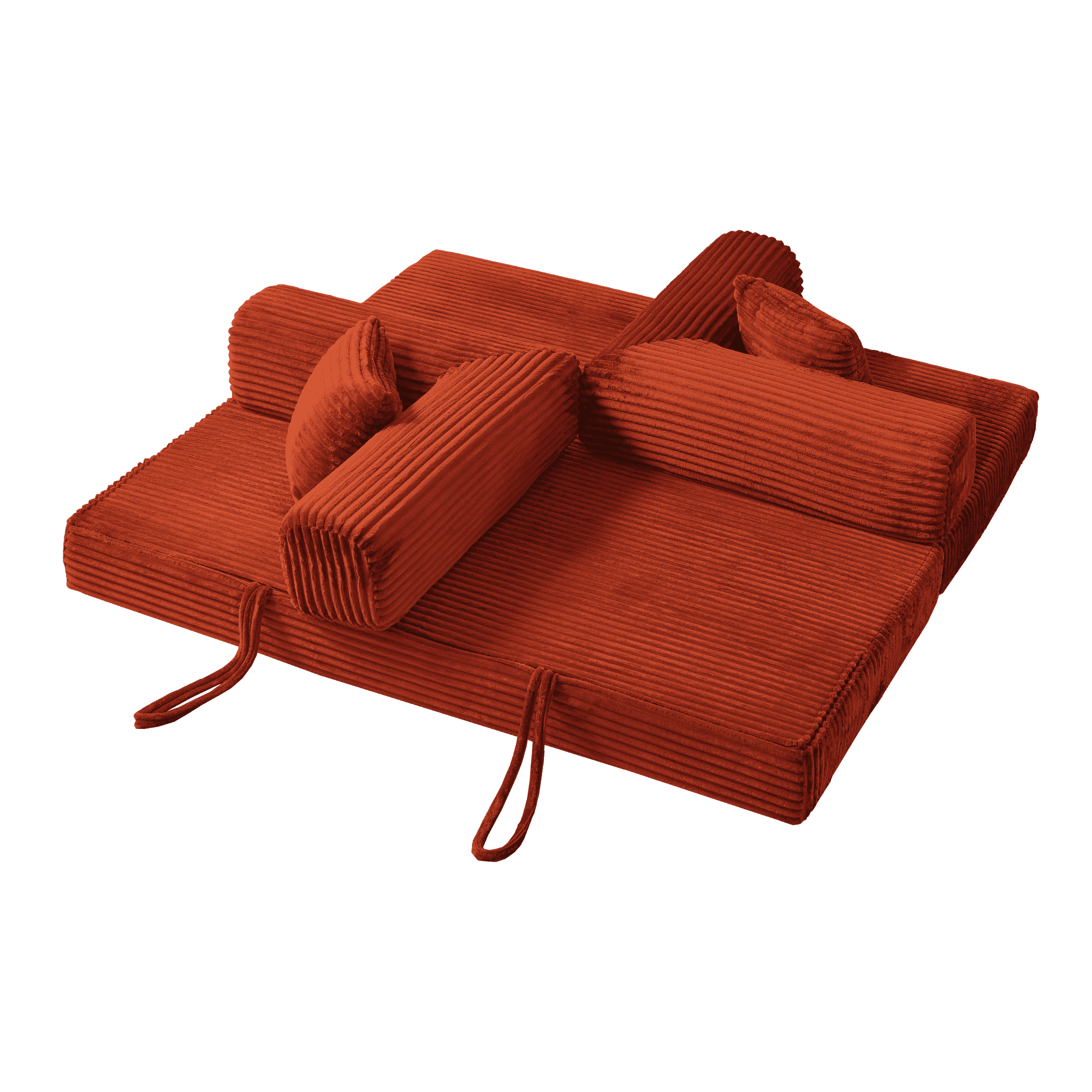BSHTI 4-in-1 Modular Convertible Sofa Bed – No Assembly Required, Vacuum Compressed, High-Density Foam, Corduroy Fabric, Foldable Floor Couch, Space Saver, for Apartment Dorm Office