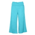 thumbnail image 5 of FINALGANG Womens Fold Over Waist Cropped Wide Leg Yoga Pants Solid Color Soft Stretchy Casual Loose Fit For Loungewear Yoga Daily Activities Light Blue S, 5 of 5