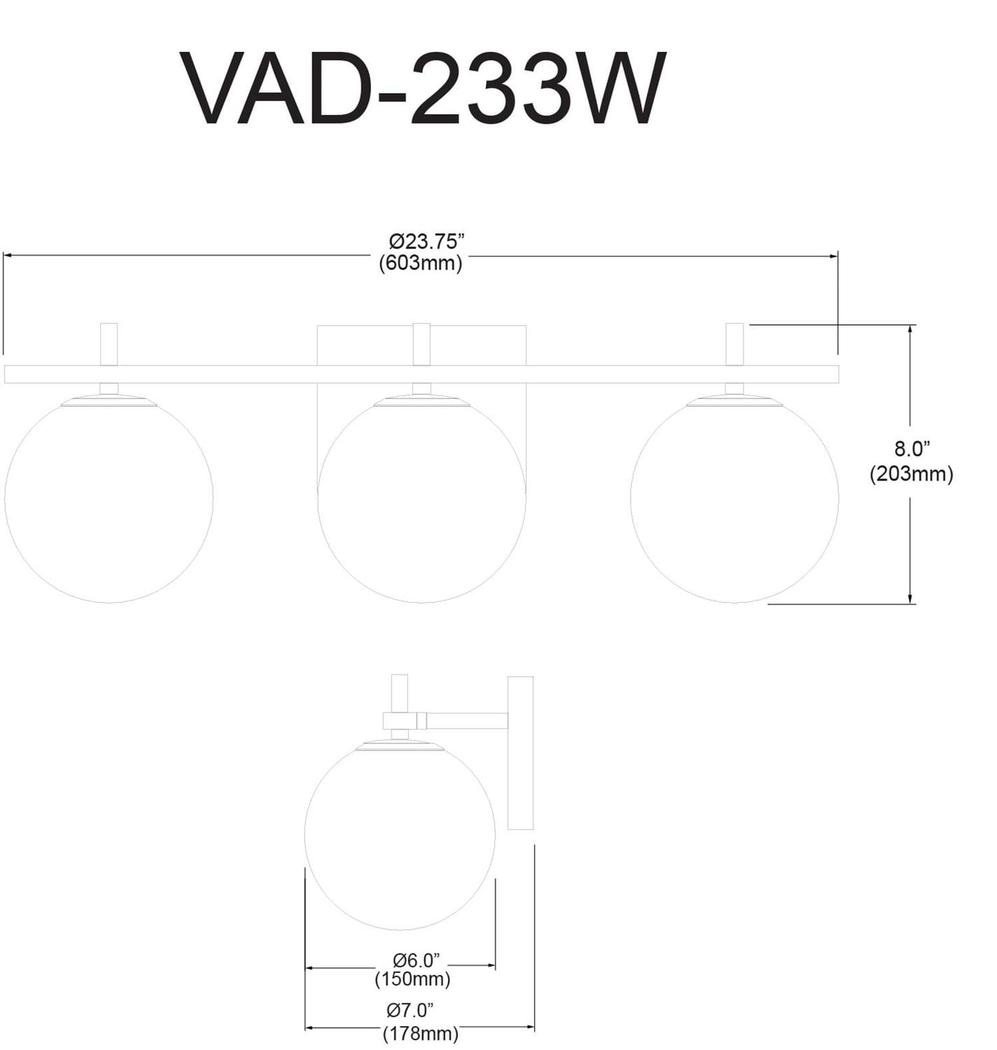 Luminaire de meuble-lavabo à 3