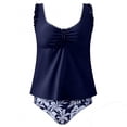 thumbnail image 5 of Womens Tankini Bathing Suit Modest 2 Piece Swimsuit Ruffle V Neck Swim Tank Top with High Waisted Bottom (S, Blue), 5 of 5