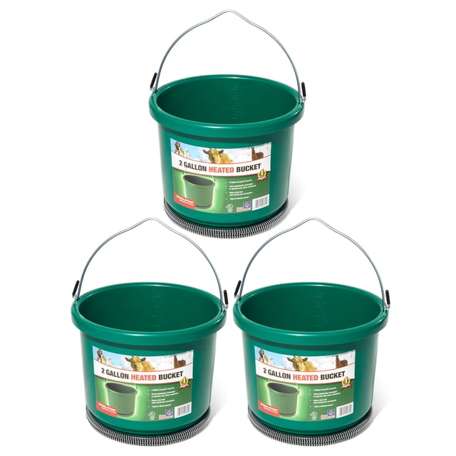Farm Innovators Oversized 2 Gallon Plastic Heated Bucket, 60 Watt (3 Pack)