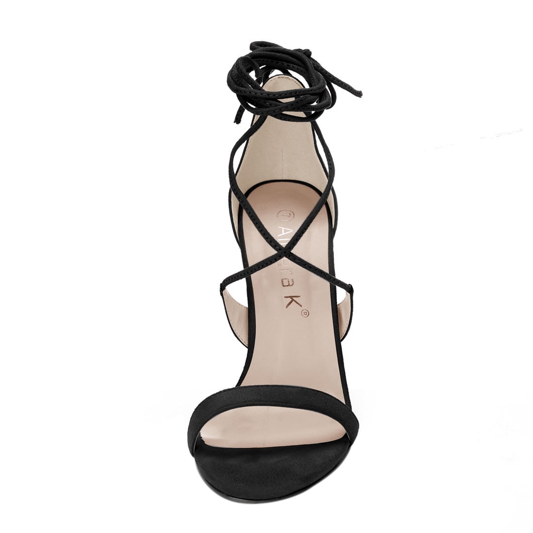 DARING DIVA Women Open Toe Stiletto High Heel Lace-Up Black Sandals 9 Black