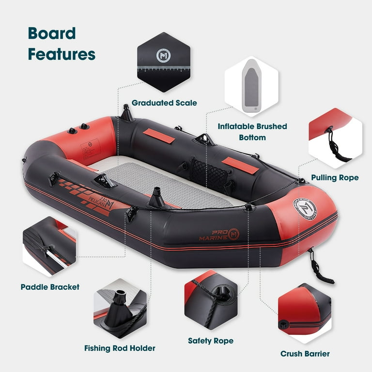 Pro Marine 7.5 ft Inflatable Fishing Boat Set with Aluminum