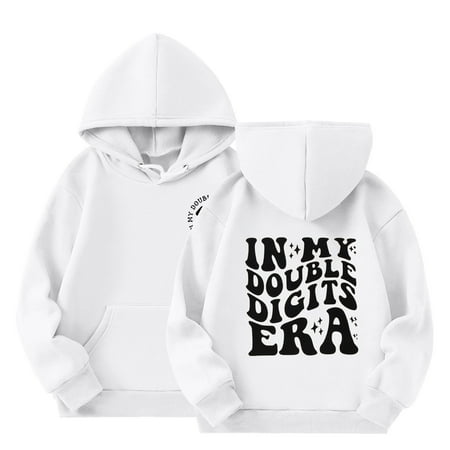 

KTMKH Toddler Boy Girl Fall Clothes Long Sleeve Hooded Sports Jacket With Pocket Boys Girls Athletic Hoodie Pullover In My Double Digits Birthday Sweatshirt With Pocket for 3-4 Years