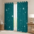 thumbnail image 2 of Manfei Dreamy Stars Curtains and Drapes Pack of 2 (52x63 Each),Galaxy Theme Black Out Curtains,Teal White, 2 of 6