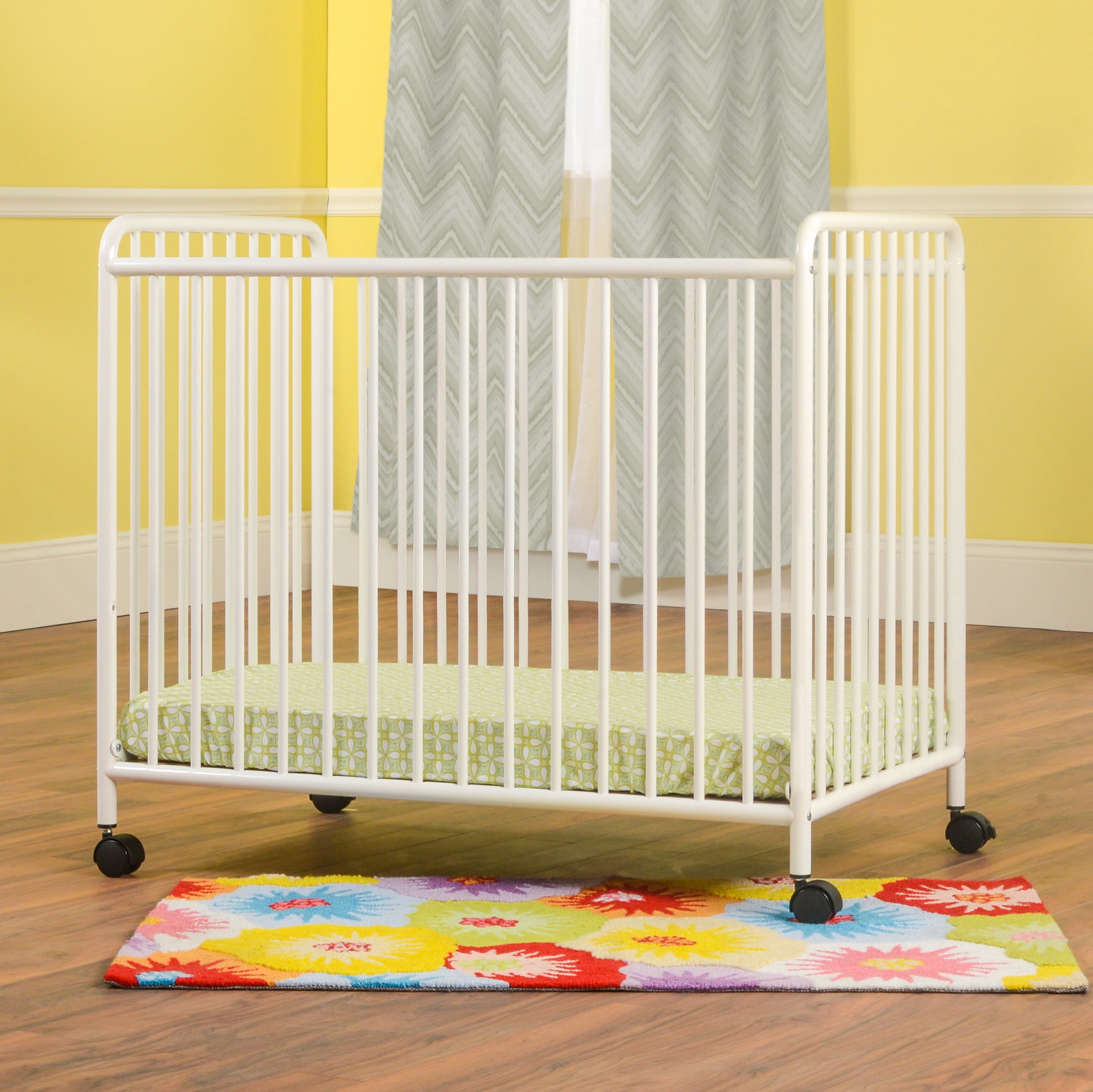 Child Craft Siesta Non-Folding Portable Crib with 2" Mattress, Durable Metal Frame, White