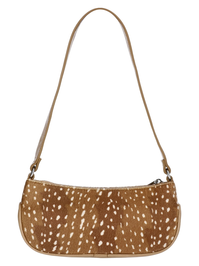 No Boundaries Women's Faux Leather Moto Shoulder Bag, Doe