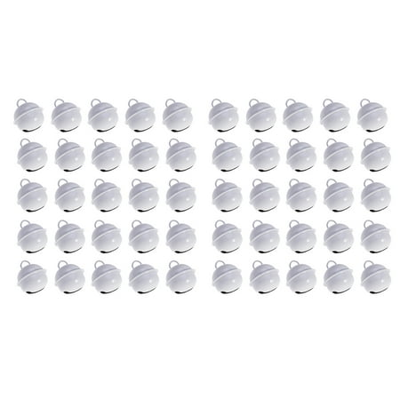 

OUNONA 50 Pcs 22mm Colored Painted Jingle Bells Metal Round Mini Bells Jewelry Ornaments Christmas Decor Use Pendants for Party Christmas DIY Crafts Handmade Accessories (White)