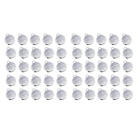 

OUNONA 50 Pcs 22mm Colored Painted Jingle Bells Metal Round Mini Bells Jewelry Ornaments Christmas Decor Use Pendants for Party Christmas DIY Crafts Handmade Accessories (White)