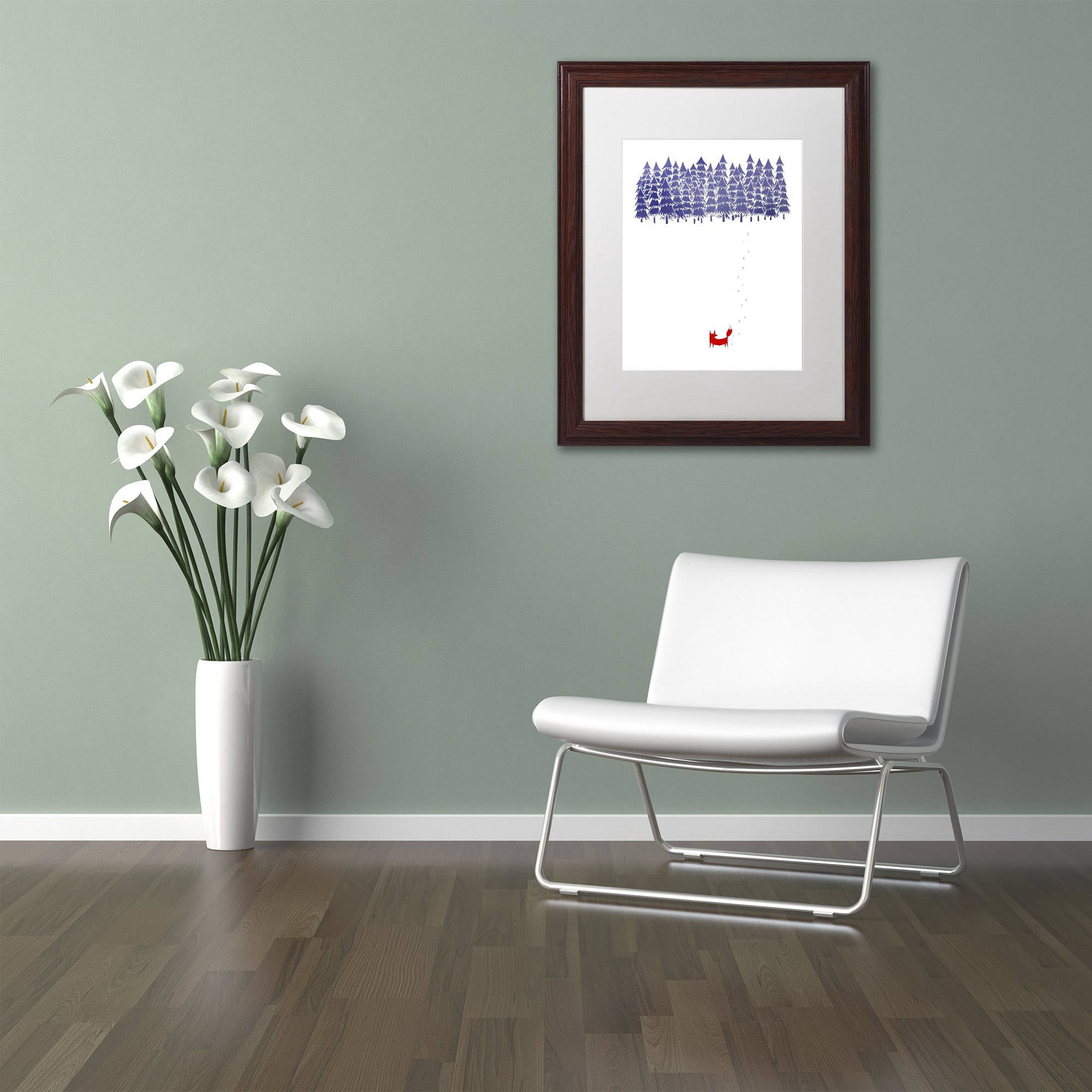 Trademark Fine Art 'Alone In The Forest' Canvas Art by Robert Farkas, White Matte, Wood Frame
