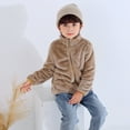 thumbnail image 2 of OGLCCG Little Boys Girls Fuzzy Sherpa Teddy Coat Fall Winter Full Zip Up Fleece Jacket Casual Long Sleeve Fluffy Soft Cozy Outwear 1-9Y, 2 of 6