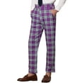 thumbnail image 4 of INSPIRE CHIC Men's Pants Plaid Elastic Waist Stretch Flat Front Dress Pants 32 Purple, 4 of 7
