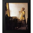 thumbnail image 2 of Vermeer, Johannes 12x14 Black Modern Framed Museum Art Print Titled - Woman With A Pearl Necklace, 2 of 5
