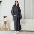 thumbnail image 3 of AMITOFO Long Robes for Women, Soft Fluffy Fleece Bath Robe with Front Pocket, Winter Warm Plush Lapel Women's Robes, Adjustable Belt, 3 of 7