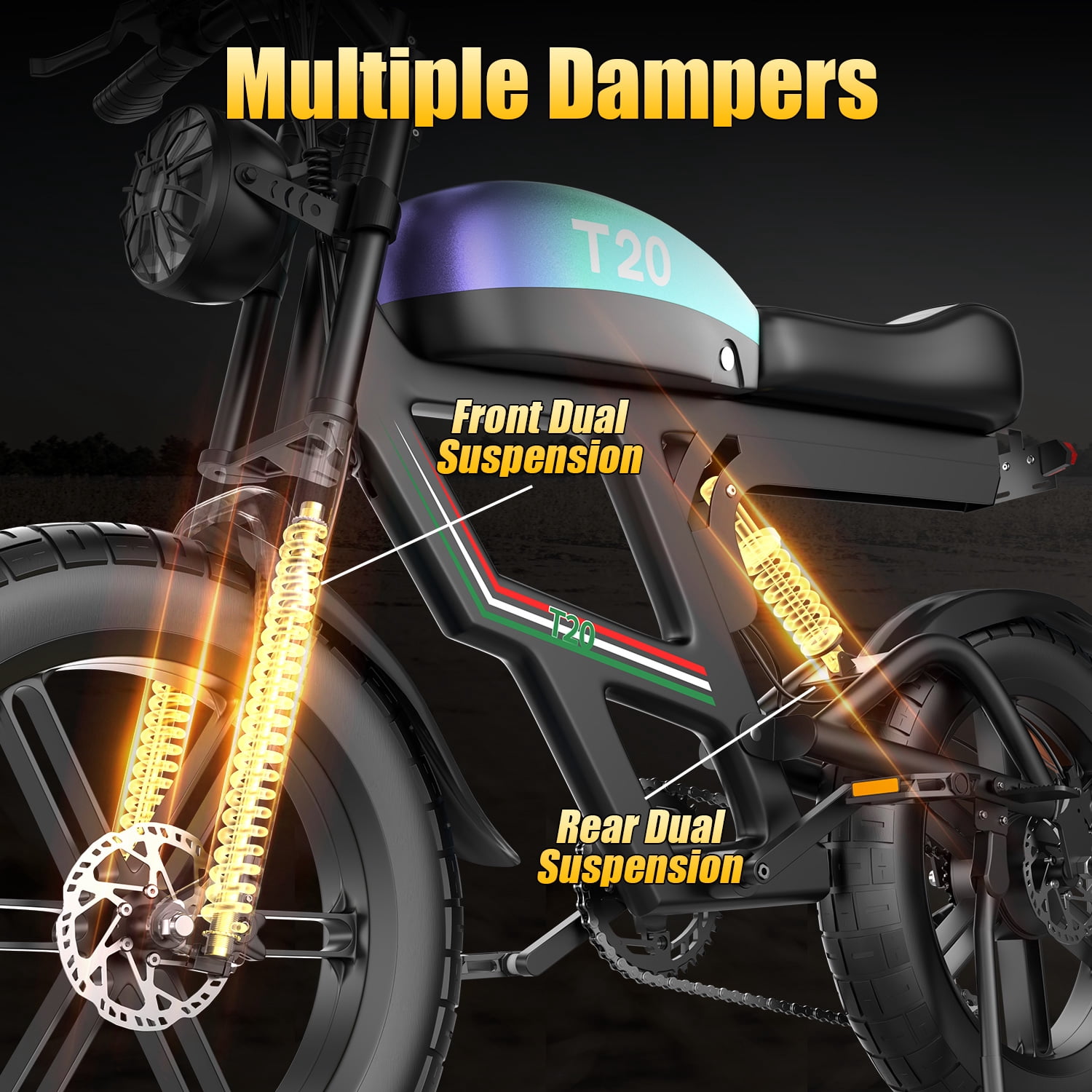 ASKGO Electric Dirt Bike for Adults, 1800W Peak Motor, 30MPH & 100 Miles, 960WH Removable Battery, NFC & Password Unlock, Hydraulic Brakes, 20" Fat Tire All-Terrain Ebike, 7 Speed Electric Bicycle