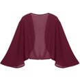 thumbnail image 4 of YIZYIF Womens Chiffon Summer Elegant Cardigan Shawl 3/4 Sleeve Cape Bolero for Wedding Evening Party Dress Burgundy One Size, 4 of 4