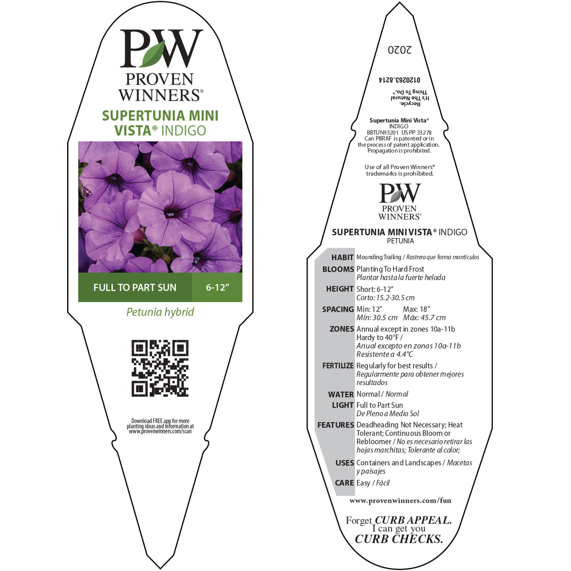 Proven Winners 4" Blue Supertunia Mini Vista Indigo Petunia Live Plant in 4.25" Pot (4 Count)