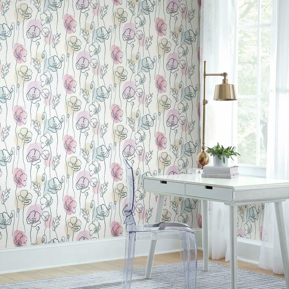 Lisa Audit Modern Poppy Peel and Stick Wallpaper