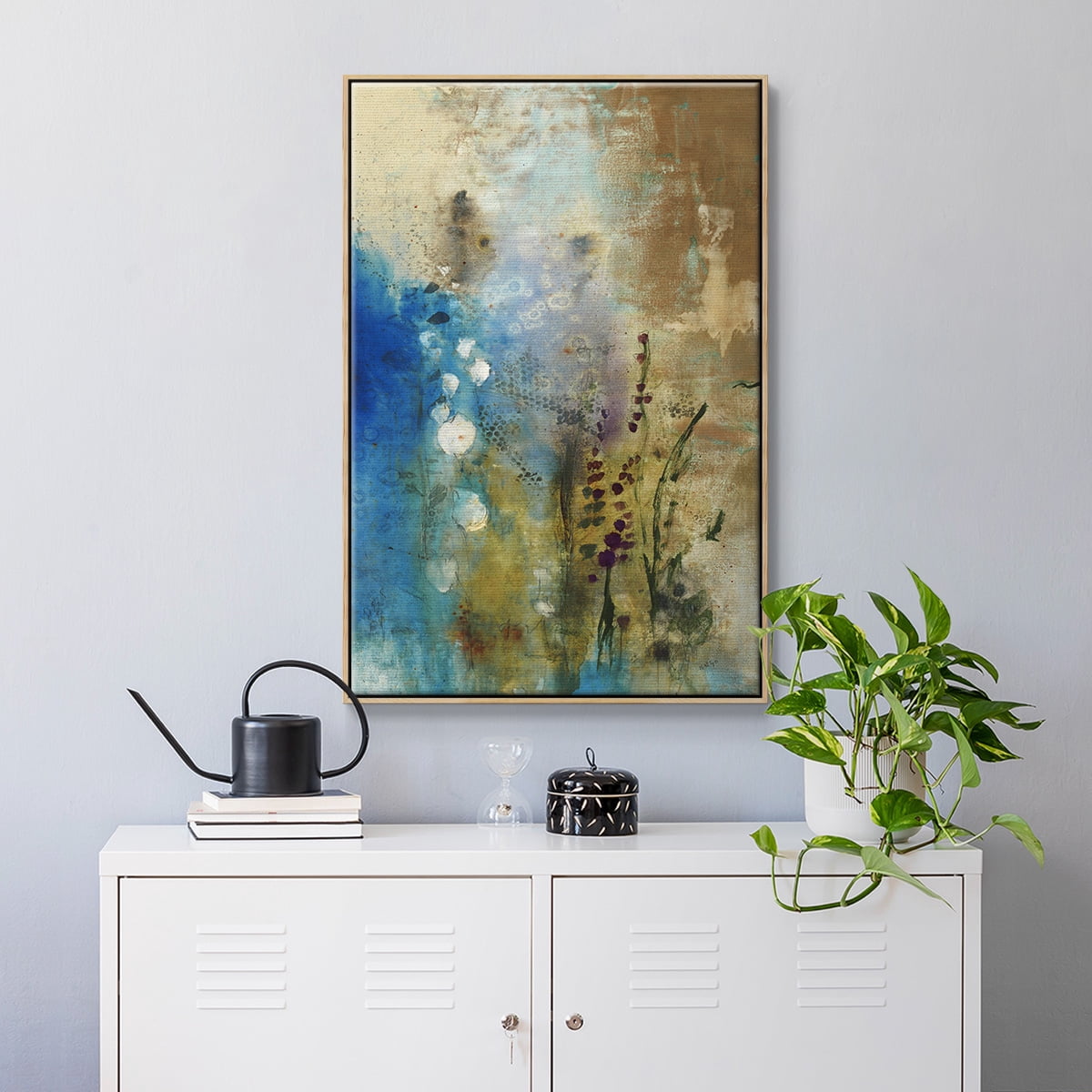 Immerge III Framed Premium Gallery Wrapped Canvas - Ready to Hang - 27 x 41 - Natural Wood Floating Frame