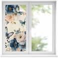 thumbnail image 2 of Vintage Blue Floral Window Privacy Film, Butterflies Watercolor Flower Linen Static Cling UV Sun Blocking Tint Film Heat Control Windows Films for Bedroom Bathroom, Window Stickers 17.7"x39.3", 2 of 8