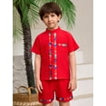 thumbnail image 5 of IDOPIP Toddler Baby Boys Mexican Outfits Short Sleeve Button Up Shirt+Shorts Traditional Ethnic Wear, 5 of 11