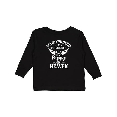 

Inktastic Handpicked for Earth By My Pappy in Heaven with Angel Wings Boys or Girls Long Sleeve Toddler T-Shirt