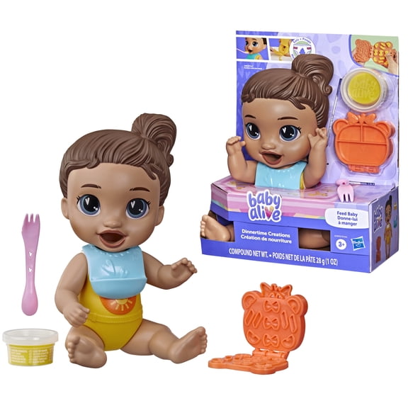 Baby Alive Dinnertime Creations, Brown Hair Baby Doll Toys for Girls & Boys 3 