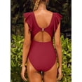 thumbnail image 4 of Charmo Womens Ruffle One Piece Swimsuits Ruched Tummy Control Monokini Bathing Suits, 4 of 6