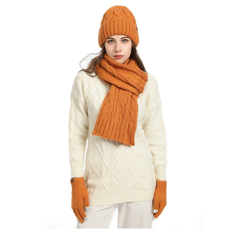 Womens Winter Knit Warm Hat Beanie Long Scarf Touch Screen  display picture 1