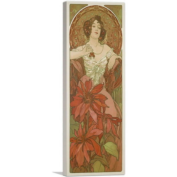 ARTCANVAS Precious Stones - Ruby 1900 Canvas Art Print by Alphonse Mucha - Size: 60" x 20" (1.50" Deep)