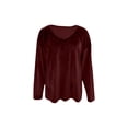 thumbnail image 4 of qucoqpe Womens Velvet Tops Fall Casual V Neck Long Sleeve Shirts Fashion Solid Color Loose Pullover Tops Dressy Casual Blouses, 4 of 7