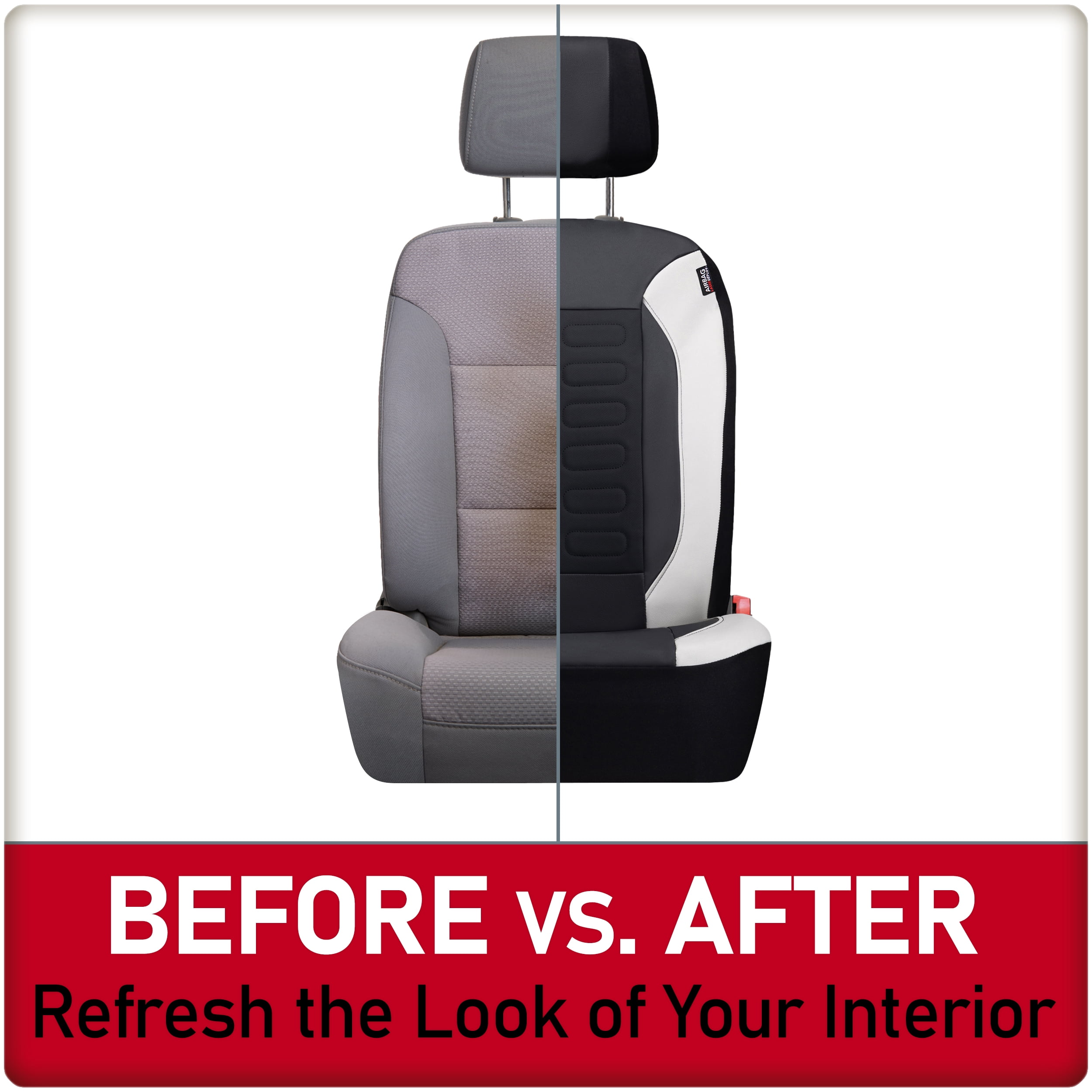Genuine Dickies 2-Piece Black-Gray Vegan Leather Truck Seat Covers