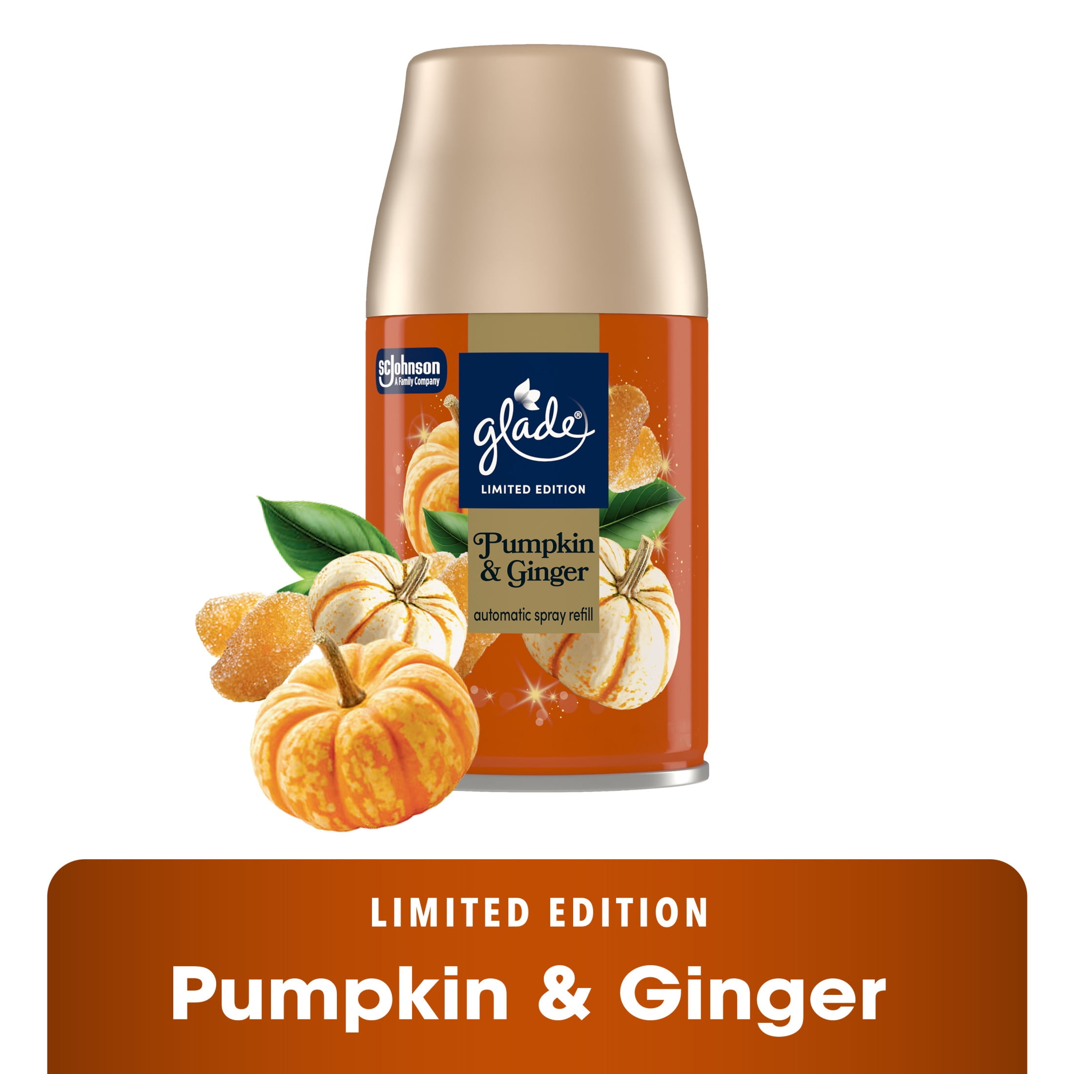 (3 pack) Glade® Automatic Spray Air Freshener Refill, Stocking Stuffer Pumpkin & Ginger, 6.2oz., 1 Count