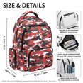 thumbnail image 5 of Chririnla Red, Gray & White Camouflage Pattern Lightweight Laptop Bookbag with Breathable Multi-Pocket Casual Daypack, Water Repellent 17 Inch Elementary School Bag for Daily Use Middle High School, 5 of 10