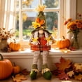 thumbnail image 6 of Thanksgiving Gnome Plush Decorations, Handmade Scandinavian Autumn Tomte, Adorable Nordic Tomte Faceless Doll with Maple, Sunflower & Dangle Legs for Autumn Halloween Decor, 6 of 7