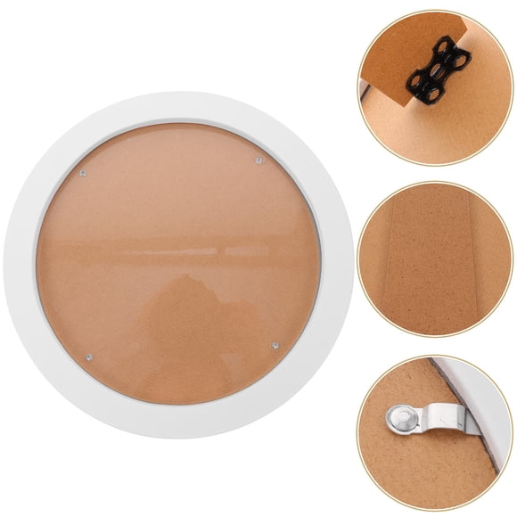 Greenadscape Hanging Photo Display Circular Frame White Wood Decor Stand Office Use 1Pack