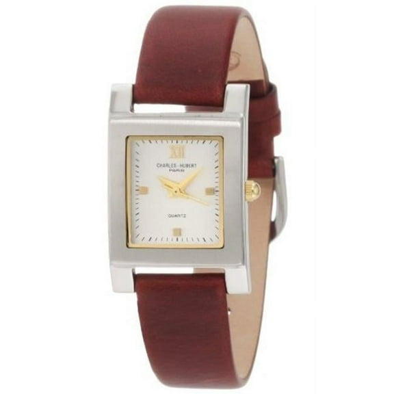 Ladies Dark Brown Band White Dial Watch - 20 mm