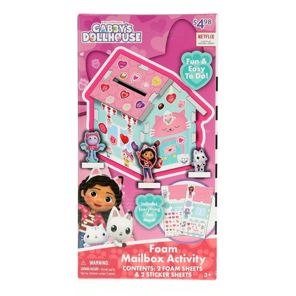 DreamWorks Gabby's Dollhouse Valentines Foam Mailbox Activity Set, for