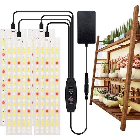 33W 4-Pack Ultra-Thin Panel Grow Lights for Indoor Plants, Full Spectrum LED Plant Light with 540 LEDs, 3/9/12H Cycle Timer & 10 Dimmable Levels, Under Cabinet Growing Lamp
