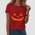 thumbnail image 2 of Jkety T Shirt Women Halloween Pumpkin Shirt Women Funny Jack-O-Lantern Pumpkin Shirts Dancing Skeleton Ghost Halloween Thanksgiving Shirt(Red,L), 2 of 5