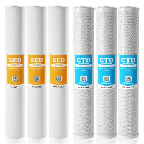 Max Water Filtre à Eau Bloc de Sédiments CTO Carbone 20 Pouces x 2.5 Pouces