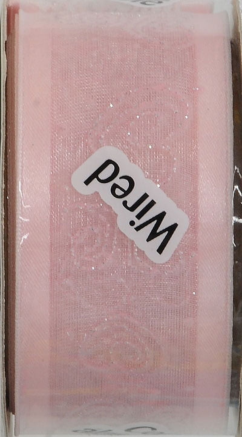 Offray Ribbon, Pink 1 1/2 inch Wired Edge Sheer Sheer Ribbon, 9 feet